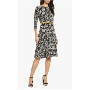 NWOT? Harper Rose Nordstrom Black  & White Floral Fit and Flare belted Day Dress